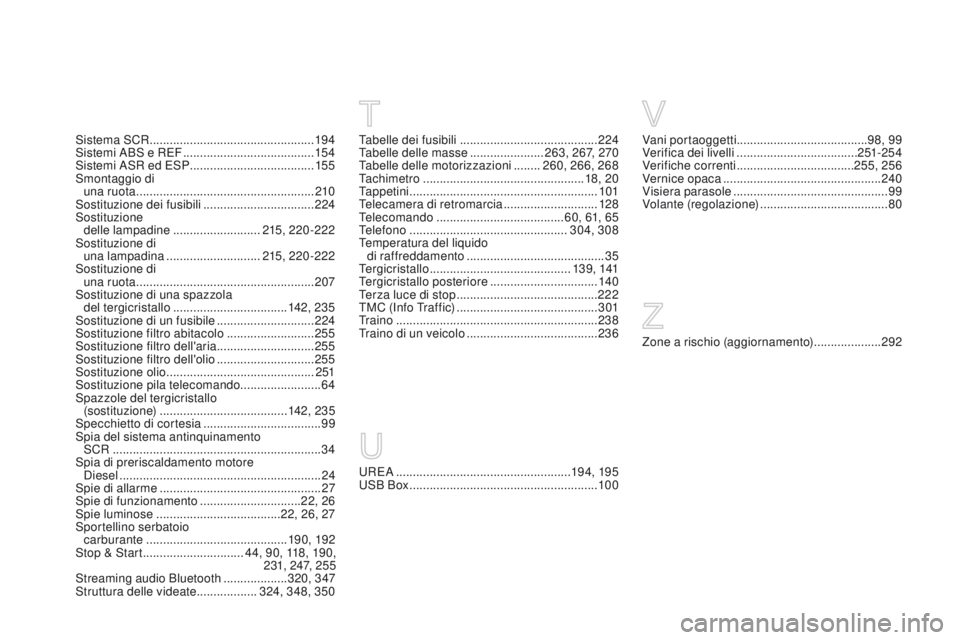 CITROEN DS3 2015  Libretti Di Uso E manutenzione (in Italian) DS3_it_Chap14_index-recherche_ed01-2014
uREa  .................................................... 19 4, 195uS
B Box  ........................................................ 10 0Vani portaoggetti
...