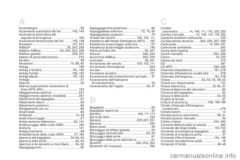 CITROEN DS5 2016  Libretti Di Uso E manutenzione (in Italian) A
Accendisigari ..................................................83
A ccensione automatica dei fari   ............143, 146
Accensione automatica del   segnale di emergenza
 

........................
