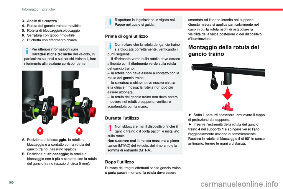 CITROEN JUMPER 2020 Libretti Di Uso E manutenzione (in Italian) 100
Informazioni pratiche
3.Anello di sicurezza
4. Rotula del gancio traino amovibile
5. Rotella di bloccaggio/sbloccaggio
6. Serratura con tappo rimovibile
7. Etichetta con riferimento chiave
Per ult CITROEN JUMPER 2020 Libretti Di Uso E manutenzione (in Italian) 100
Informazioni pratiche
3.Anello di sicurezza
4. Rotula del gancio traino amovibile
5. Rotella di bloccaggio/sbloccaggio
6. Serratura con tappo rimovibile
7. Etichetta con riferimento chiave
Per ult