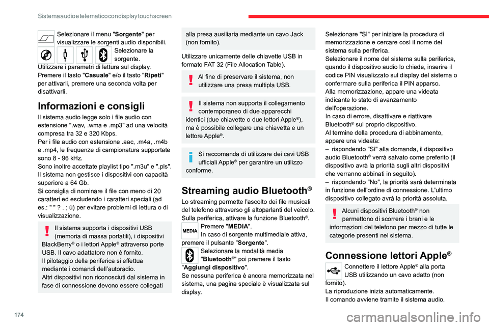 CITROEN JUMPER 2020 Libretti Di Uso E manutenzione (in Italian) 174
Sistema audio e telematico con display touch screen
Le classificazioni disponibili sono quelle
del dispositivo portatile collegato (artisti/
album/generi/playlist/audiolibri/podcast).
La classifi CITROEN JUMPER 2020 Libretti Di Uso E manutenzione (in Italian) 174
Sistema audio e telematico con display touch screen
Le classificazioni disponibili sono quelle
del dispositivo portatile collegato (artisti/
album/generi/playlist/audiolibri/podcast).
La classifi