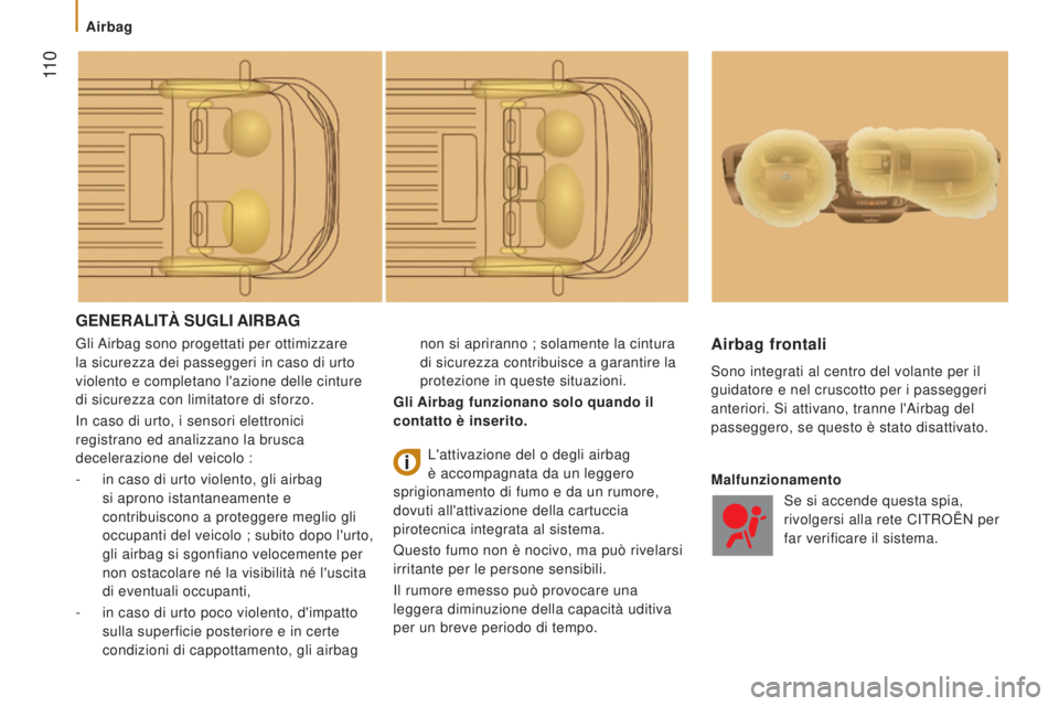 CITROEN JUMPER 2016  Libretti Di Uso E manutenzione (in Italian)  11 0
jumper_it_Chap05_Securite_ed01-2015
GENERALITÀ SUGLI A IRBAG
Gli Airbag sono progettati per ottimizzare 
la sicurezza dei passeggeri in caso di urto 
violento e completano l'azione delle ci