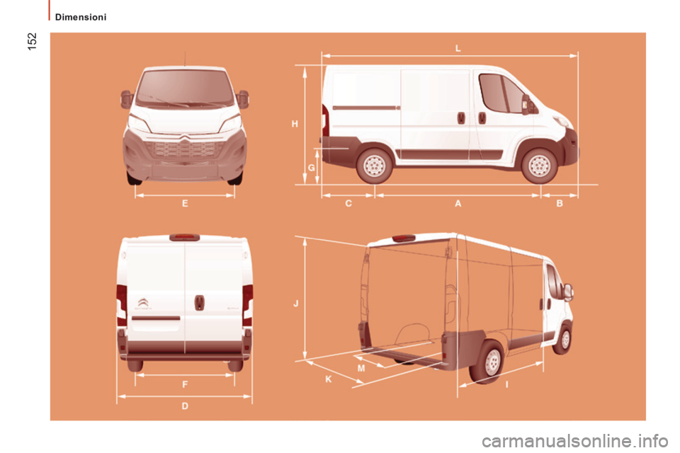 CITROEN JUMPER 2015  Libretti Di Uso E manutenzione (in Italian)  152
   Dimensioni   
JUMPER-PAPIER_IT_CHAP09_CARACTERISTIQUES TECHNIQUES_ED01-2014 