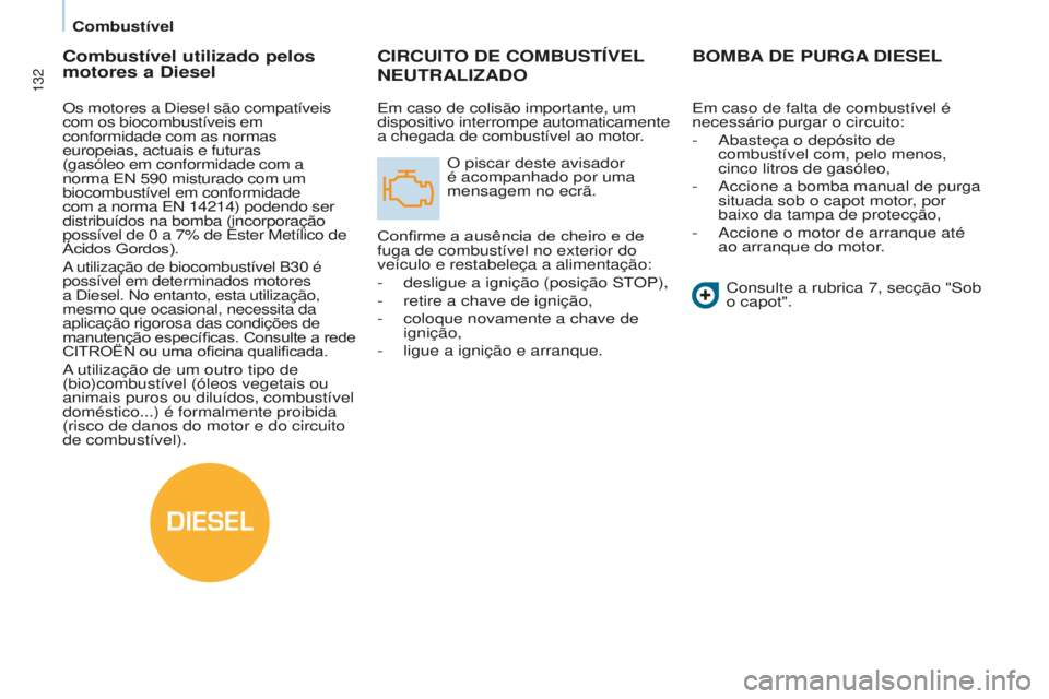 CITROEN BERLINGO ELECTRIC 2017  Manual do condutor (in Portuguese) DIESEL
132
Berlingo-2-VU_pt_Chap07_Verification_ed01-2015Berlingo-2-VU_pt_Chap07_Verification_ed01-2015
CIRCUITO dE COMBUSTÍVEL 
NEUTRALI
z A d O
O piscar deste avisador 
é acompanhado por uma 
mens