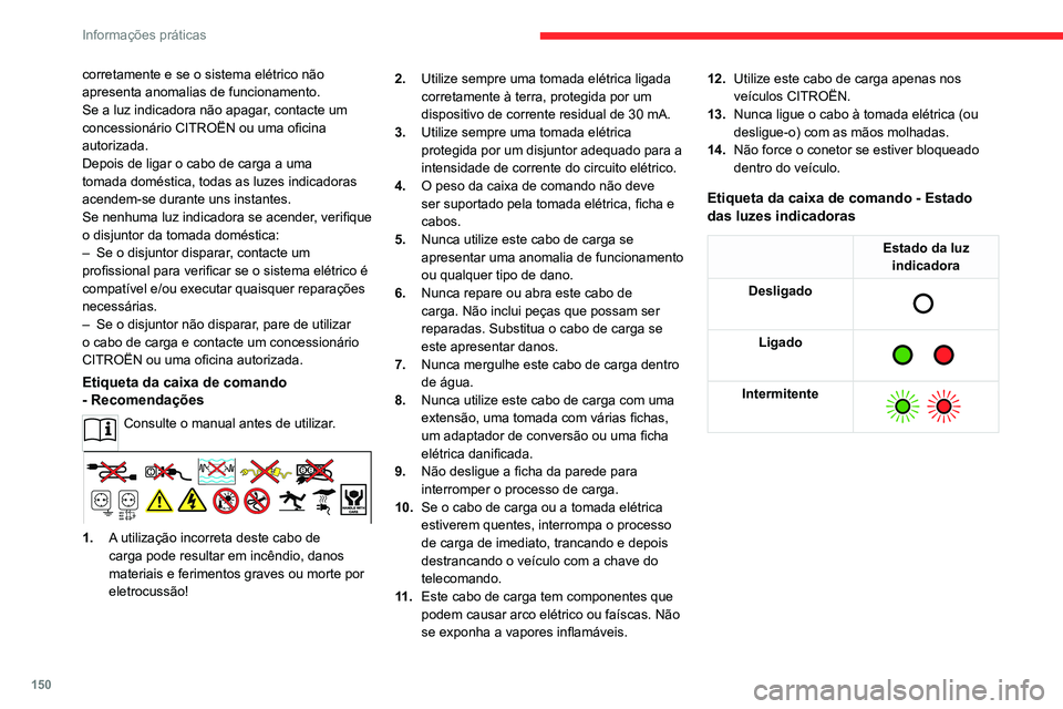 CITROEN C4 2021 Manual do condutor (in Portuguese) 150
Informações práticas
corretamente e se o sistema elétrico não
apresenta anomalias de funcionamento.
Se a luz indicadora não apagar, contacte um
concessionário CITROËN ou uma oficina
aut CITROEN C4 2021 Manual do condutor (in Portuguese) 150
Informações práticas
corretamente e se o sistema elétrico não
apresenta anomalias de funcionamento.
Se a luz indicadora não apagar, contacte um
concessionário CITROËN ou uma oficina
aut