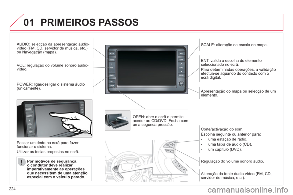 CITROEN C4 AIRCROSS 2013 Manual do condutor (in Portuguese) 224
01PRIMEIROS PASSOS
AUDIO: selecção da apresentação áudio-
vídeo (FM, CD, servidor de música, etc.)ou Navegação (mapa).
V
OL: regulação do volume sonoro áudio-
vídeo.
SCALE: alt CITROEN C4 AIRCROSS 2013 Manual do condutor (in Portuguese) 224
01PRIMEIROS PASSOS
AUDIO: selecção da apresentação áudio-
vídeo (FM, CD, servidor de música, etc.)ou Navegação (mapa).
V
OL: regulação do volume sonoro áudio-
vídeo.
SCALE: alt