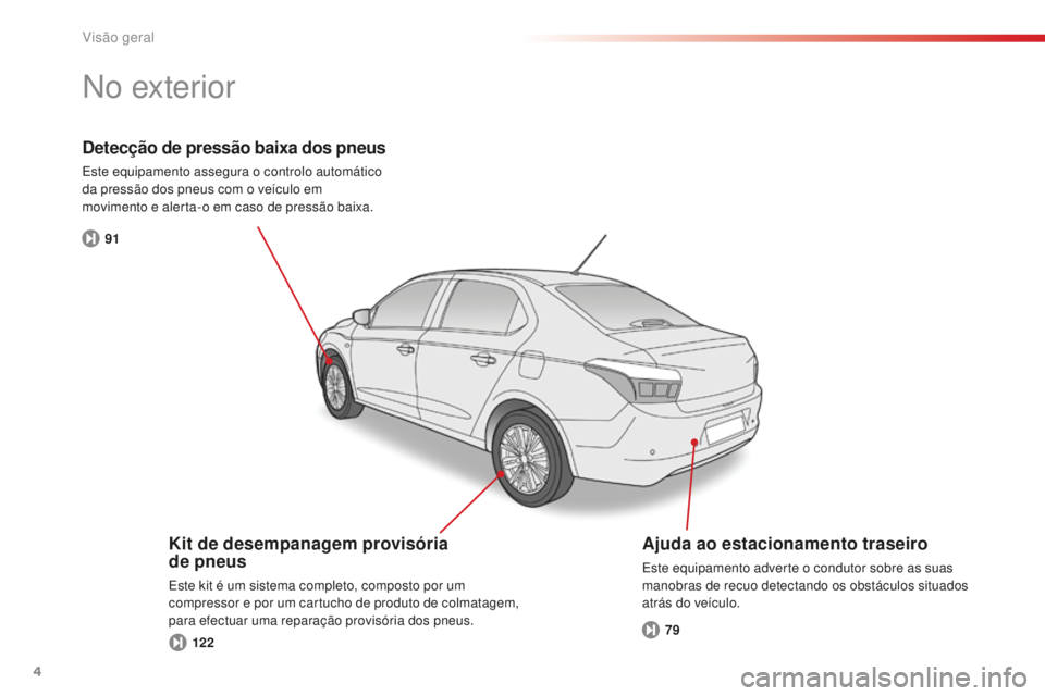 CITROEN C-ELYSÉE 2016  Manual do condutor (in Portuguese) 4
C-elysee_pt_Chap00b_vue-ensemble_ed01-2014
91
122 79
Detecção de pressão baixa dos pneus
este equipamento assegura o controlo automático 
da pressão dos pneus com o veículo em 
movimento e ale