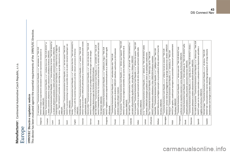 CITROEN DS5 2016  Manual do condutor (in Portuguese) 43 DS Connect Nav  