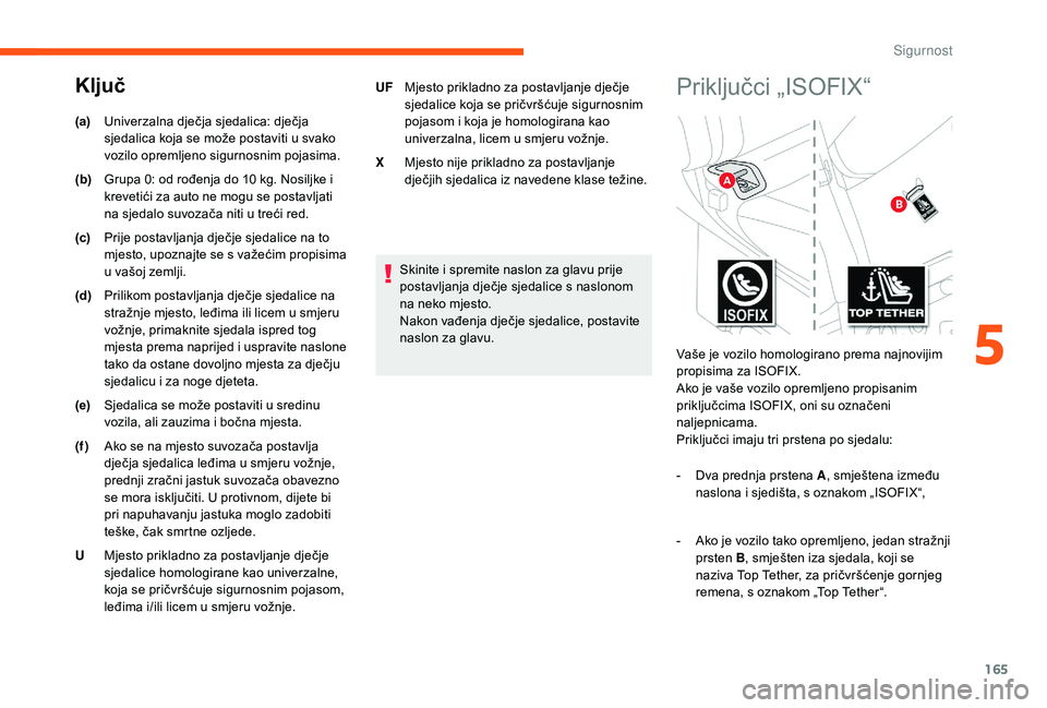 CITROEN JUMPER SPACETOURER 2018 Upute Za Rukovanje (in Croatian) 165
Skinite i spremite naslon za glavu prije
postavljanja dječje sjedalice s naslonom
na neko mjesto.
Nakon vađenja dječje sjedalice, postavite
naslon za glavu.
(a)
Univerzalna dječja sjedalica CITROEN JUMPER SPACETOURER 2018 Upute Za Rukovanje (in Croatian) 165
Skinite i spremite naslon za glavu prije
postavljanja dječje sjedalice s naslonom
na neko mjesto.
Nakon vađenja dječje sjedalice, postavite
naslon za glavu.
(a)
Univerzalna dječja sjedalica