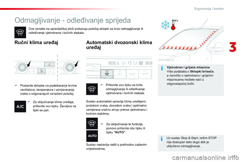 CITROEN JUMPER SPACETOURER 2017 Upute Za Rukovanje (in Croatian) 131
Spacetourer-VP_hr_Chap03_ergonomie-et-confort_ed01-2016
Odmagljivanje - odleđivanje sprijeda
Ove oznake na upravljačkoj ploči pokazuju položaj sklopki za brzo odmagljivanje ili
odleđivanje v CITROEN JUMPER SPACETOURER 2017 Upute Za Rukovanje (in Croatian) 131
Spacetourer-VP_hr_Chap03_ergonomie-et-confort_ed01-2016
Odmagljivanje - odleđivanje sprijeda
Ove oznake na upravljačkoj ploči pokazuju položaj sklopki za brzo odmagljivanje ili
odleđivanje v