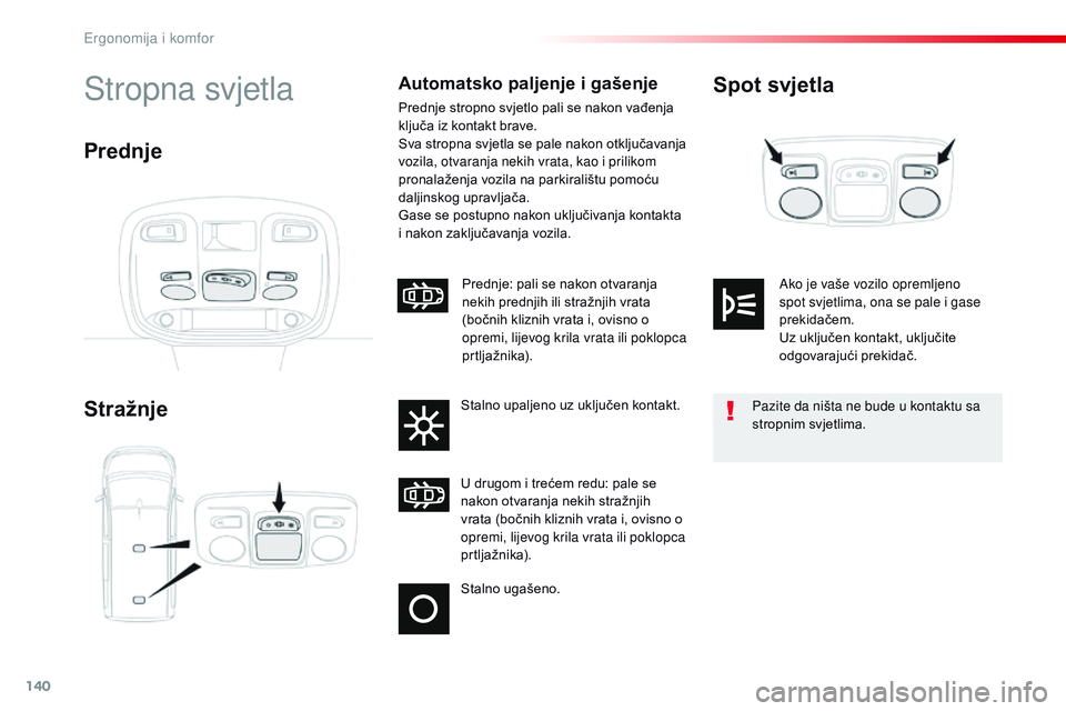 CITROEN JUMPER SPACETOURER 2017 Upute Za Rukovanje (in Croatian) 140
Spacetourer-VP_hr_Chap03_ergonomie-et-confort_ed01-2016
Spot svjetla
StražnjeStropna svjetlaAutomatsko paljenje i gašenje
Prednje stropno svjetlo pali se nakon vađenja
ključa iz kontakt brave CITROEN JUMPER SPACETOURER 2017 Upute Za Rukovanje (in Croatian) 140
Spacetourer-VP_hr_Chap03_ergonomie-et-confort_ed01-2016
Spot svjetla
StražnjeStropna svjetlaAutomatsko paljenje i gašenje
Prednje stropno svjetlo pali se nakon vađenja
ključa iz kontakt brave