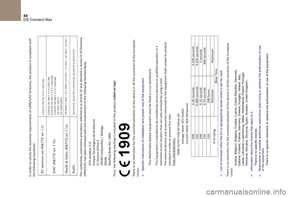 CITROEN DS5 2016  Navodila Za Uporabo (in Slovenian) 44 DS Connect Nav  