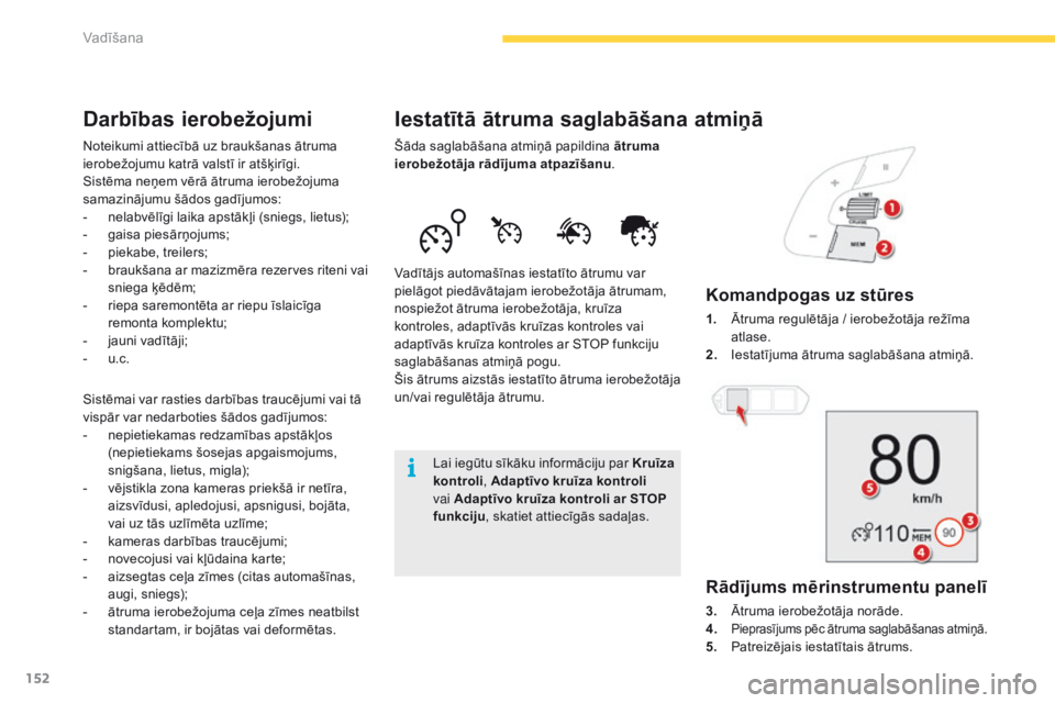 CITROEN C4 SPACETOURER 2016 Lietošanas Instrukcija (in Latvian) 152
C4-Picasso-II_lv_Chap04_conduite_ed01-2016
Iestatītā ātruma saglabāšana atmiņā
Šāda saglabāšana atmiņā papildina ātruma
ierobežotāja rādījuma atpazīšanu .
Vadītājs automaš CITROEN C4 SPACETOURER 2016 Lietošanas Instrukcija (in Latvian) 152
C4-Picasso-II_lv_Chap04_conduite_ed01-2016
Iestatītā ātruma saglabāšana atmiņā
Šāda saglabāšana atmiņā papildina ātruma
ierobežotāja rādījuma atpazīšanu .
Vadītājs automaš