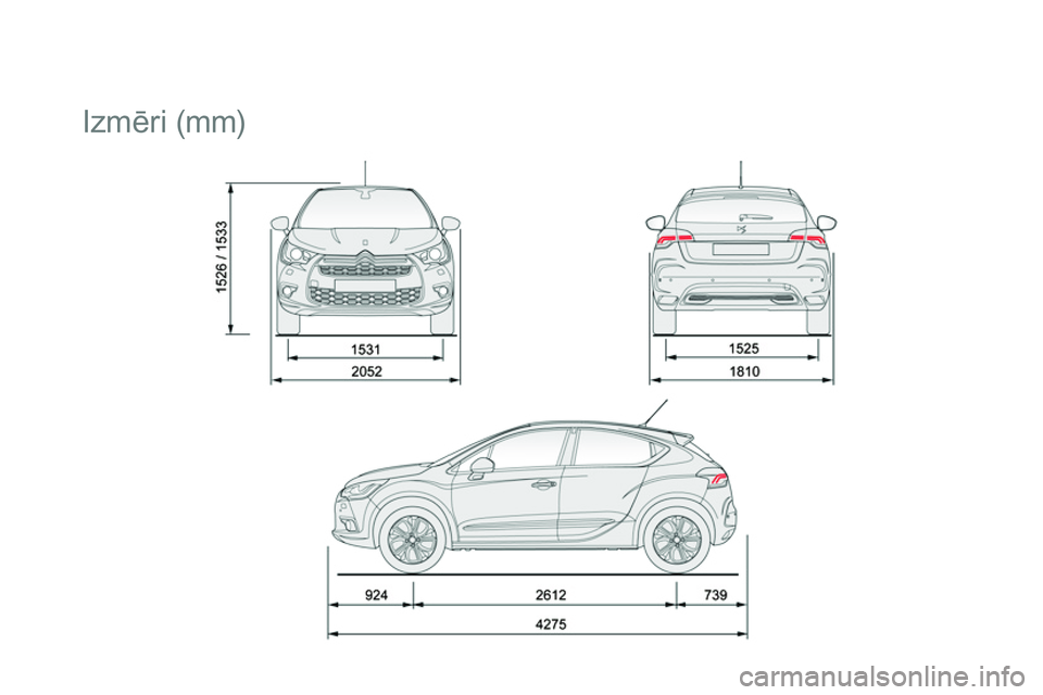 CITROEN DS4 2014  Lietošanas Instrukcija (in Latvian)    
 
 
 
 
Izmēri (mm)  