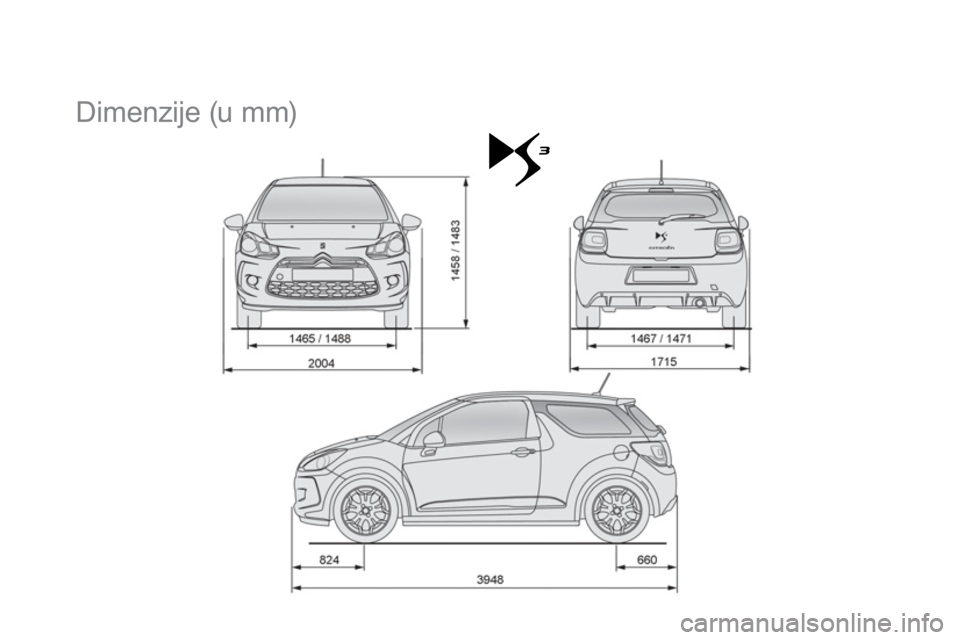 CITROEN DS3 2014  Priručnik (in Serbian)    
 
 
 
 
Dimenzije (u mm)  