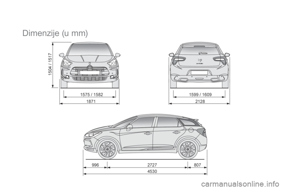 CITROEN DS5 2013  Priručnik (in Serbian)    
 
 
 
 
Dimenzije (u mm)  