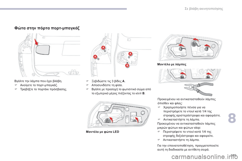 CITROEN C4 SPACETOURER 2018  ΟΔΗΓΌΣ ΧΡΉΣΗΣ (in Greek) 309
C4-Picasso-II_el_Chap08_en-cas-panne_ed02-2016
Φώτα στην πόρτα πορτ-μπαγκάζ
Προκειμένου να αντικατασταθούν λάμπες 
μικρών φώτων