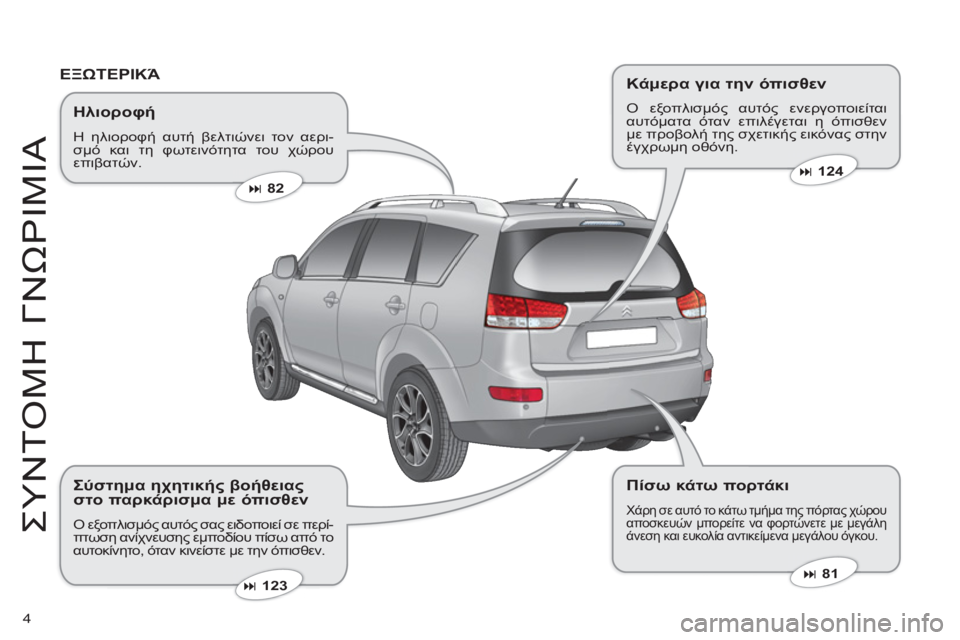 CITROEN C-CROSSER 2012  ΟΔΗΓΌΣ ΧΡΉΣΗΣ (in Greek) 4
ΣΥΝΤ
Ο
ΜΗ ΓΝ
Ω
ΡΙΜΙΑ
 
 
Ηλιοροφή 
 
Η ηλιοροφή αυτή βελτιώνει τον αερι-σμό και τη φωτεινότητα του χώρουεπιβατώ