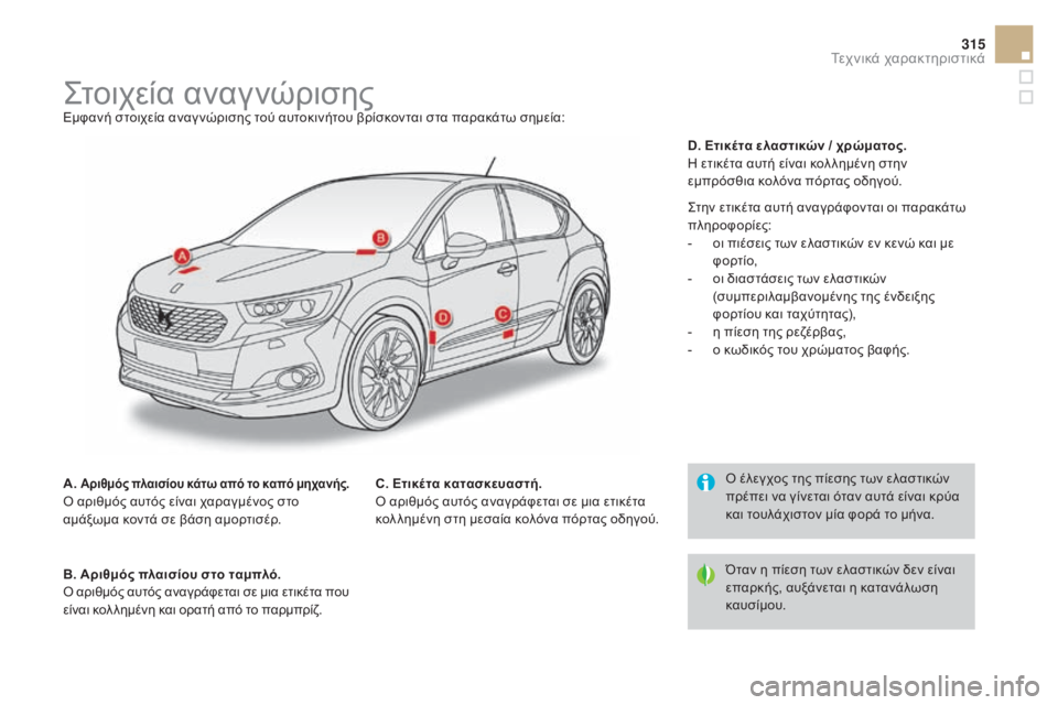 CITROEN DS4 2016 ΟΔΗΓΌΣ ΧΡΉΣΗΣ (in Greek) 315
DS4_el_Chap11_caracteristiques_ed03-2015
ςτοιχεία αναγνώρισηςΕμφανή στοιχεία αναγ νώρισης τού αυτοκινήτου βρίσκονται στα πα CITROEN DS4 2016 ΟΔΗΓΌΣ ΧΡΉΣΗΣ (in Greek) 315
DS4_el_Chap11_caracteristiques_ed03-2015
ςτοιχεία αναγνώρισηςΕμφανή στοιχεία αναγ νώρισης τού αυτοκινήτου βρίσκονται στα πα