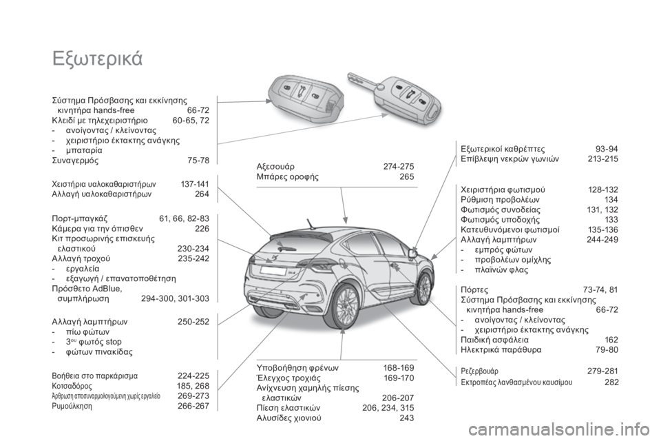 CITROEN DS4 2016 ΟΔΗΓΌΣ ΧΡΉΣΗΣ (in Greek) DS4_el_Chap00b_vue-ensemble_ed03-2015
Εξωτερικά
ςύστημα Πρόσβασης και εκκίνησης κινητήρα hands-free 6 6 -72
Κ λειδί με τηλεχειριστήρ CITROEN DS4 2016 ΟΔΗΓΌΣ ΧΡΉΣΗΣ (in Greek) DS4_el_Chap00b_vue-ensemble_ed03-2015
Εξωτερικά
ςύστημα Πρόσβασης και εκκίνησης κινητήρα hands-free 6 6 -72
Κ λειδί με τηλεχειριστήρ