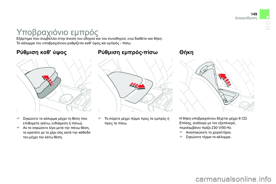 CITROEN DS4 2014  ΟΔΗΓΌΣ ΧΡΉΣΗΣ (in Greek) 149Διαρρύθμιση
   
 
 
 
 
 
 
 
Υποβραχιόνιο εμπρός  
Εξάρτημα που συμβάλλει στην άνεση του οδηγού και του συνοδηγού,