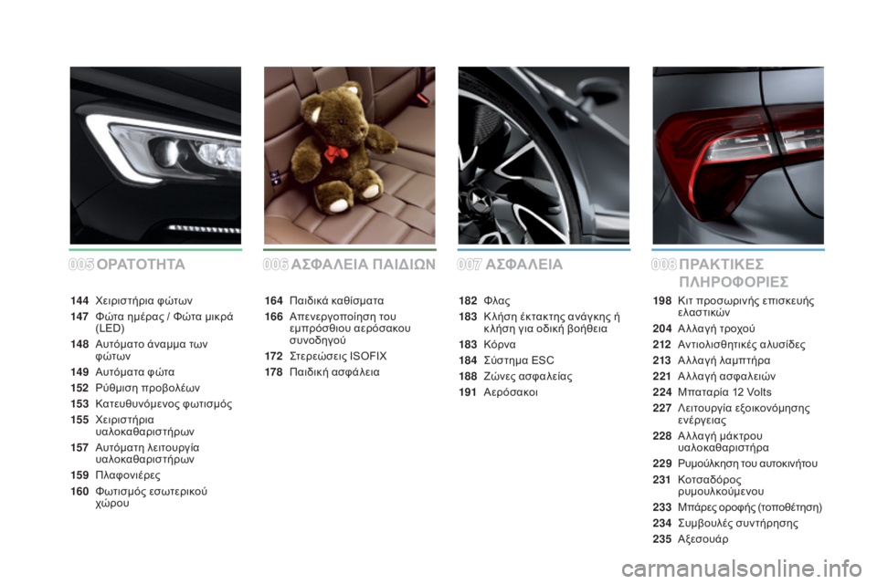 CITROEN DS5 2015  ΟΔΗΓΌΣ ΧΡΉΣΗΣ (in Greek) 005006007008
DS5_el_Chap00a_sommaire_ed01-2015
ΑσΦΑ ΛΕΙΑ ΠΡΑκΤΙκΕσ 
Π Λ
ήΡ
 ΟΦΟΡΙΕ
σ
ΑσΦ
ΑΛΕΙΑ ΠΑΙδΙΩΝ
Ο ΡΑΤ Ο ΤήΤ
Α
14 4 χειριστήρια φ