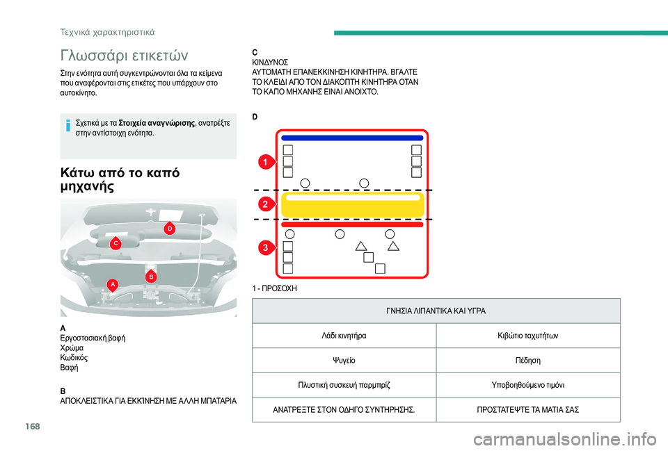 CITROEN JUMPER 2019  ΟΔΗΓΌΣ ΧΡΉΣΗΣ (in Greek) 168
Γλωσσάρι ετικετών
Στην ενότητα αυτή συγκεντρώνονται όλα τα κείμενα 
που αναφέρονται στις ετικέτες που υπά�