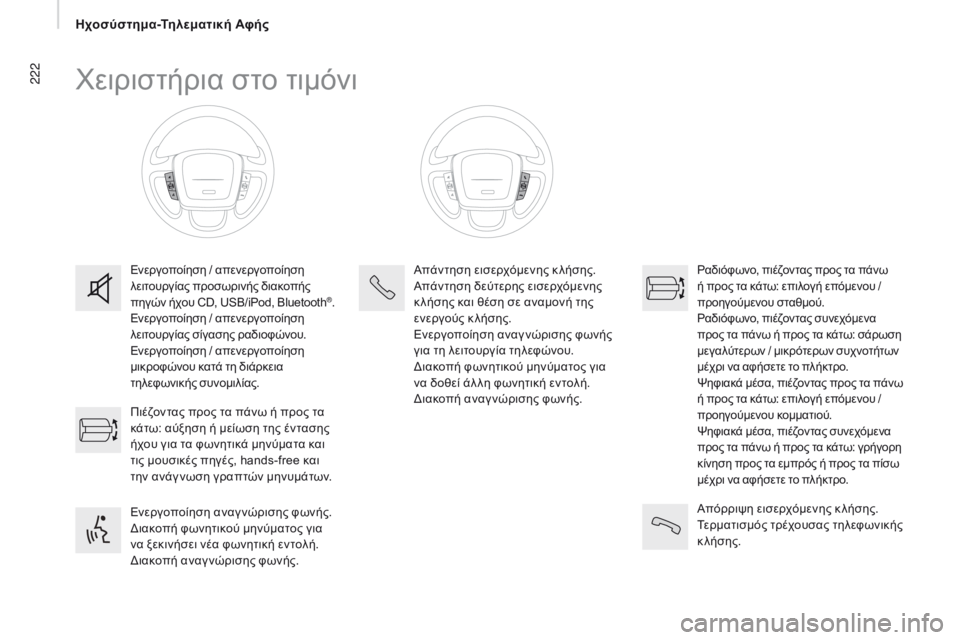 CITROEN JUMPER 2017  ΟΔΗΓΌΣ ΧΡΉΣΗΣ (in Greek) 222
Jumper_el_Chap11a_Autoradio-Fiat-tactile-1_ed01-2016
χειριστήρια στο τιμόνι
Ενεργοποίηση / απενεργοποίηση 
λειτουργίας προσωρινής