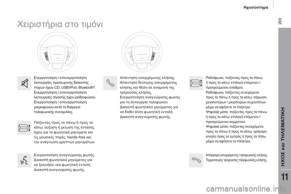 CITROEN JUMPER 2017  ΟΔΗΓΌΣ ΧΡΉΣΗΣ (in Greek)  269
Jumper_el_Chap11b_Autoradio-Fiat-4_ed01-2016
χειριστήρια στο τιμόνι
Ενεργοποίηση / απενεργοποίηση 
λειτουργίας προσωρινής δια