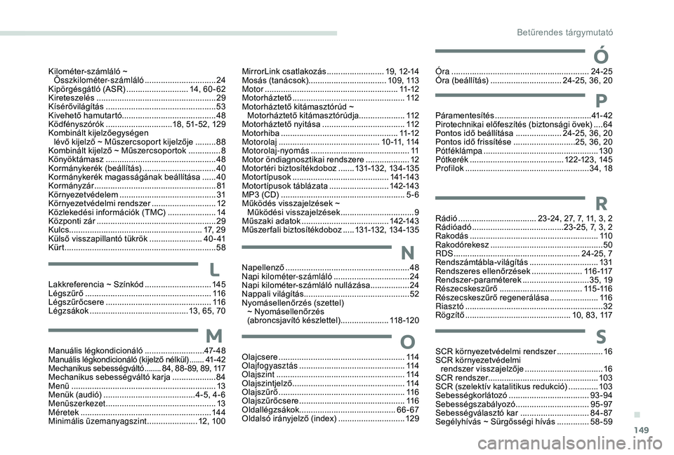 CITROEN C-ELYSÉE 2018 Kezelési útmutató (in Hungarian) 149
SCR környezetvédelmi rendszer ....................16
S CR környezetvédelmi
rendszer visszajelzője
.................................. 16
S
CR rendszer ...................................... CITROEN C-ELYSÉE 2018 Kezelési útmutató (in Hungarian) 149
SCR környezetvédelmi rendszer ....................16
S CR környezetvédelmi
rendszer visszajelzője
.................................. 16
S
CR rendszer ......................................