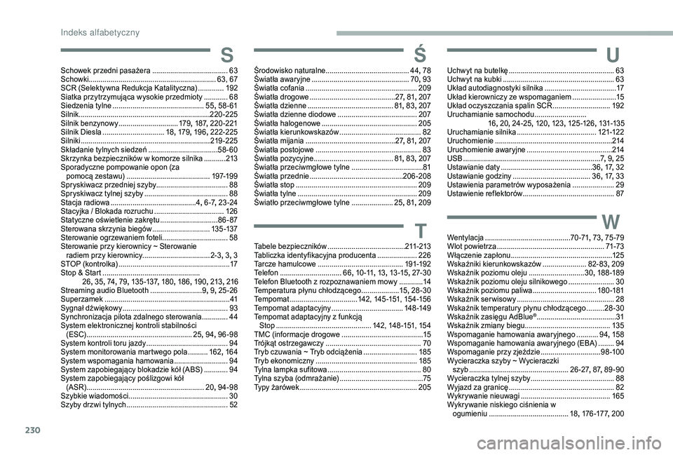 CITROEN BERLINGO VAN 2019 Instrukcja obsługi (in Polish) 230
SSchowek przedni pasażera ......................................63
S chowki ................................................................ 63, 67
SCR (Selektywna Redukcja Katalityczna)
...... CITROEN BERLINGO VAN 2019 Instrukcja obsługi (in Polish) 230
SSchowek przedni pasażera ......................................63
S chowki ................................................................ 63, 67
SCR (Selektywna Redukcja Katalityczna)
......