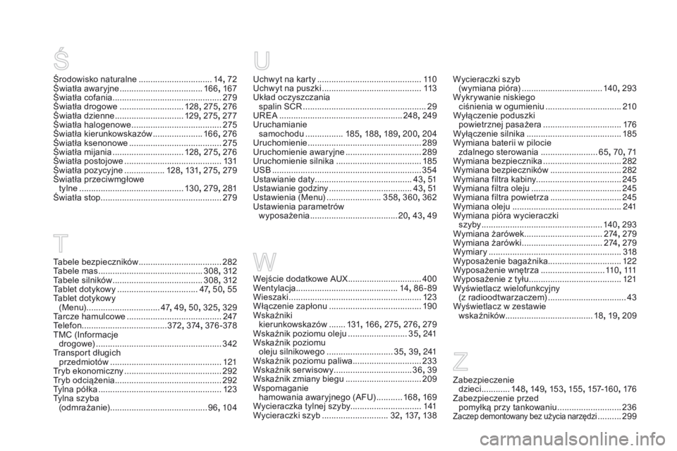CITROEN DS4 2015 Instrukcja obsługi (in Polish) DS4_pl_Chap13_index-alpha_ed02-2015
Uchwyt na karty ............................................11 0
Uchwyt na puszki ............................... ...........113
Układ oczyszczania spalin SCR
CITROEN DS4 2015 Instrukcja obsługi (in Polish) DS4_pl_Chap13_index-alpha_ed02-2015
Uchwyt na karty ............................................11 0
Uchwyt na puszki ............................... ...........113
Układ oczyszczania spalin SCR