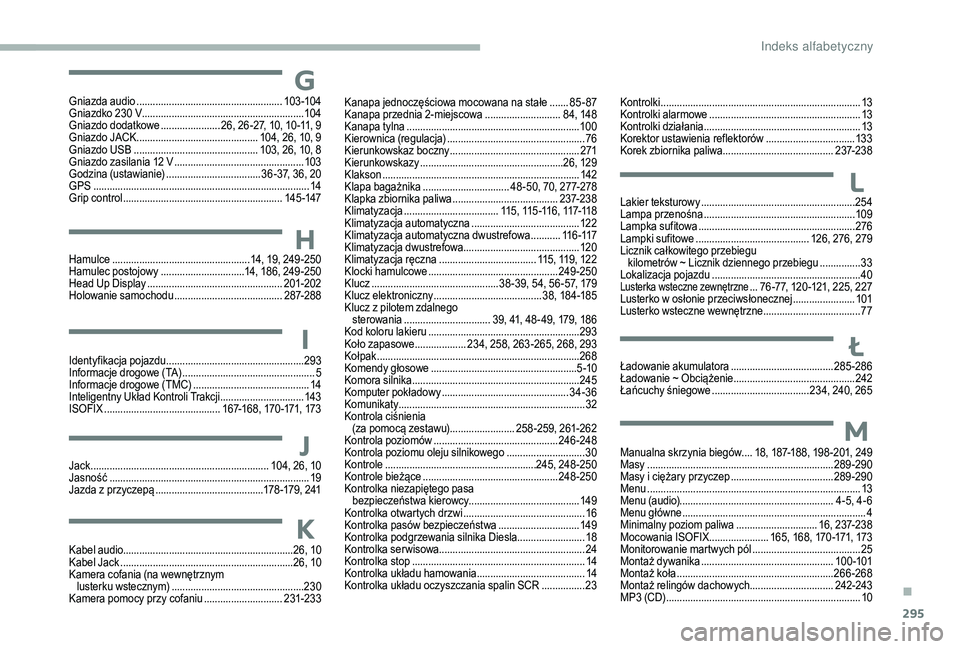 CITROEN JUMPER SPACETOURER 2018 Instrukcja obsługi (in Polish) 295
G
H
I
Gniazda audio ......................................................10 3 -104
Gniazdko 230 V ............................................................ 10
4
Gniazdo dodatkowe
........ CITROEN JUMPER SPACETOURER 2018 Instrukcja obsługi (in Polish) 295
G
H
I
Gniazda audio ......................................................10 3 -104
Gniazdko 230 V ............................................................ 10
4
Gniazdo dodatkowe
........