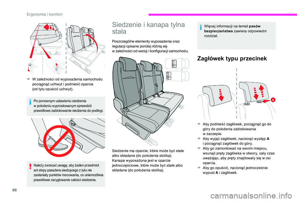 CITROEN JUMPER SPACETOURER 2018 Instrukcja obsługi (in Polish) 88
F W zależności od wyposażenia samochodu pociągnąć uchwyt i podnieść oparcie
(od tyłu opuścić uchwyt).
Po ponownym ustawieniu siedzenia
w położeniu wyprostowanym sprawdzić
praw CITROEN JUMPER SPACETOURER 2018 Instrukcja obsługi (in Polish) 88
F W zależności od wyposażenia samochodu pociągnąć uchwyt i podnieść oparcie
(od tyłu opuścić uchwyt).
Po ponownym ustawieniu siedzenia
w położeniu wyprostowanym sprawdzić
praw