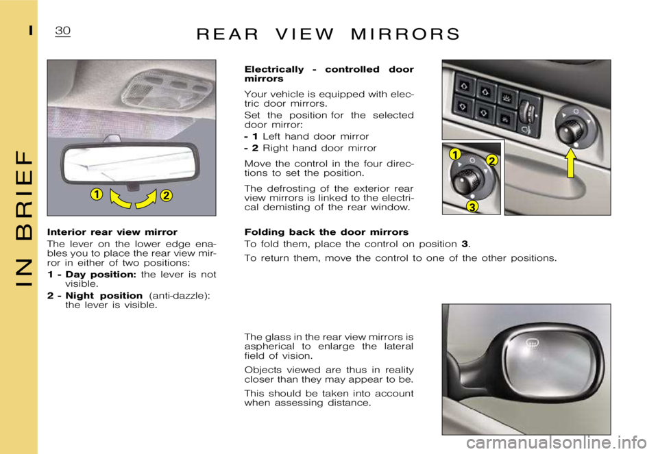CITROEN XSARA PICASSO 2012  Owners Manual 21
3
12
� 
�R �E �A �R �V �I �E �W �M �I �R �R �O �R �S
�I�n�t�e�r�i�o�r �r�e�a�r �v�i�e�w �m�i�r�r�o�r 
�T�h�e �l�e�v�e�r �o�n �t�h�e �l�o�w�e�r �e�d�g�e �e�n�a�- 
�b�l�e�s �y�o�u �t�o �p�l�a�c�e �t�