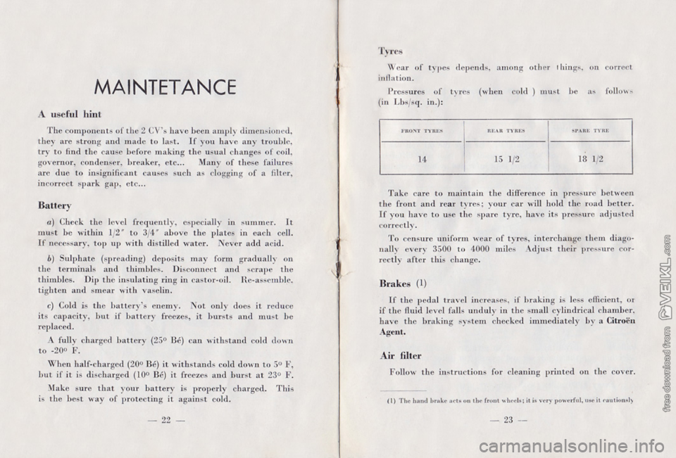 CITROEN 2CV 1959  Owners Manual 